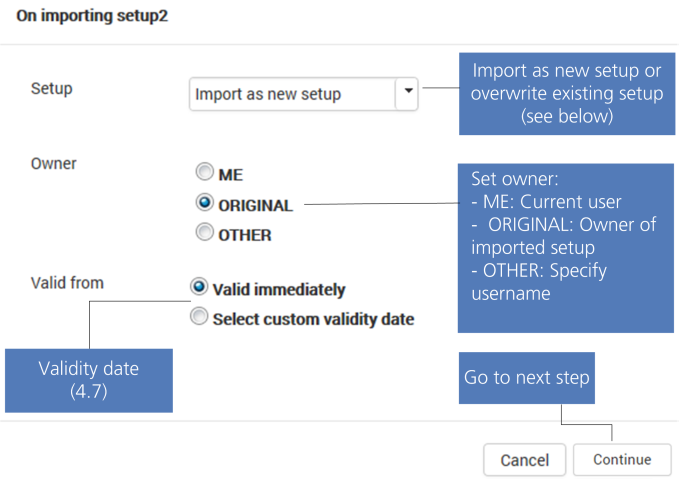 Import setup