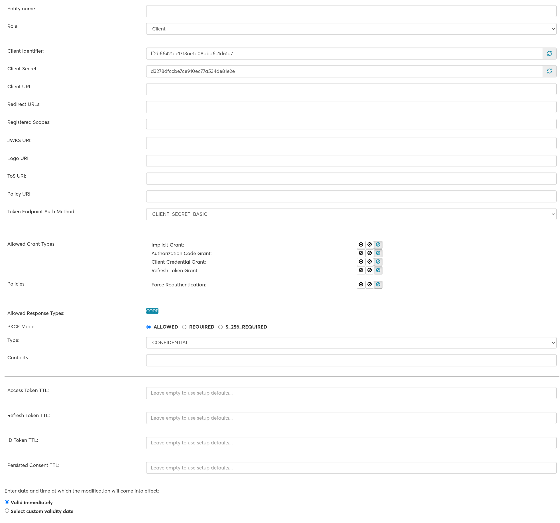 Create new client
